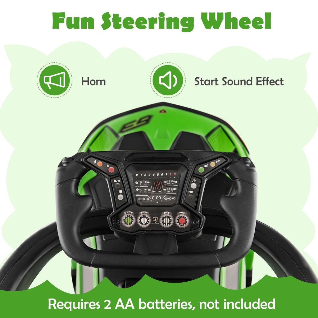 3-in-1 Licensed Lamborghini Ride-On Push Stroller Car with Sound Green