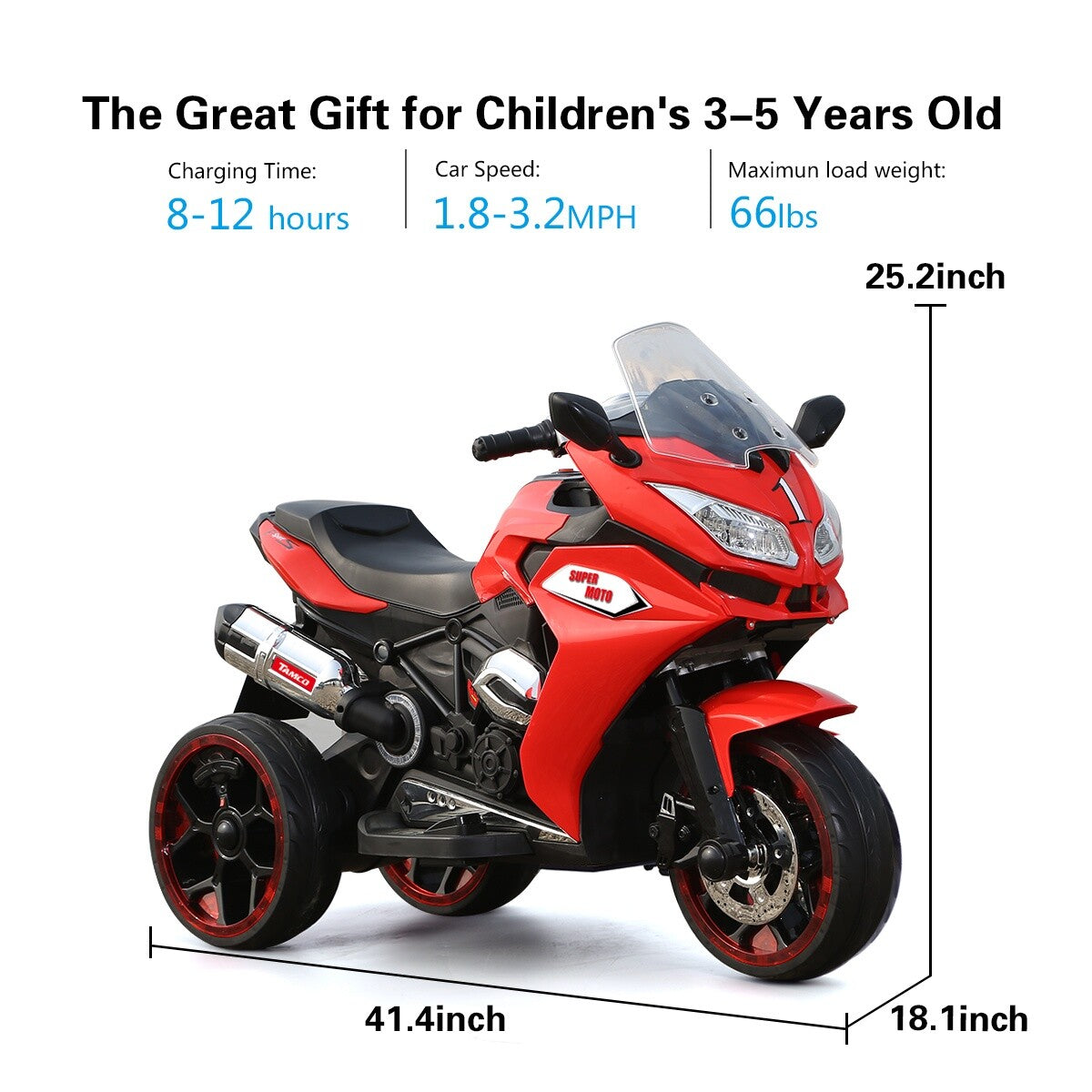12V Kids Electric Motorcycle with Lighting Wheels for Boys