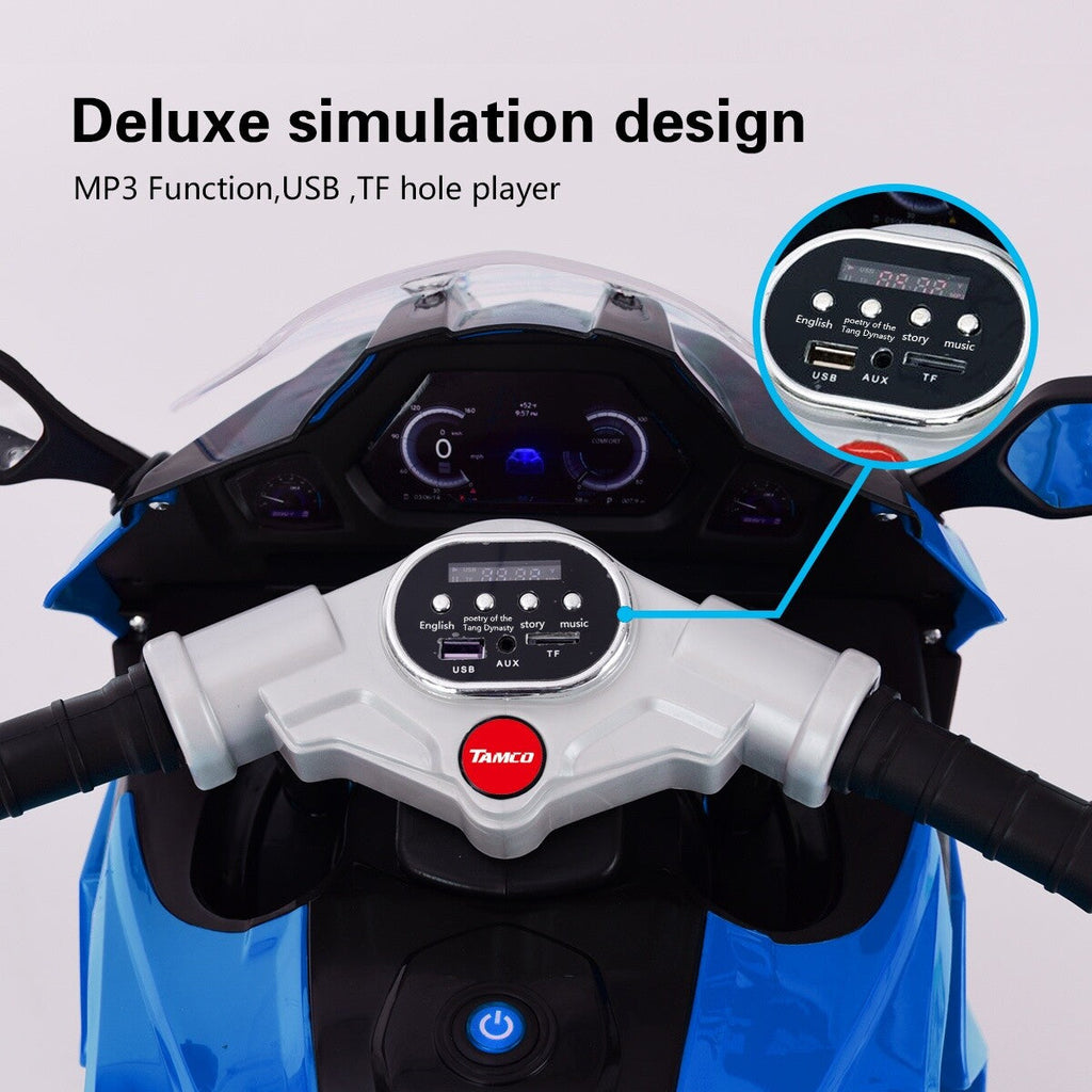 12V Kids Electric Motorcycle with Three Light-Up Wheels