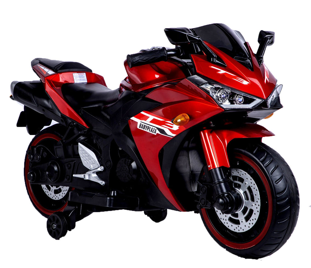 12V Kids Ride-On Motorcycle Toy with Training Wheels and Hand Control
