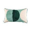 Teal & dark green geometric embroidery tassel cushion case living room