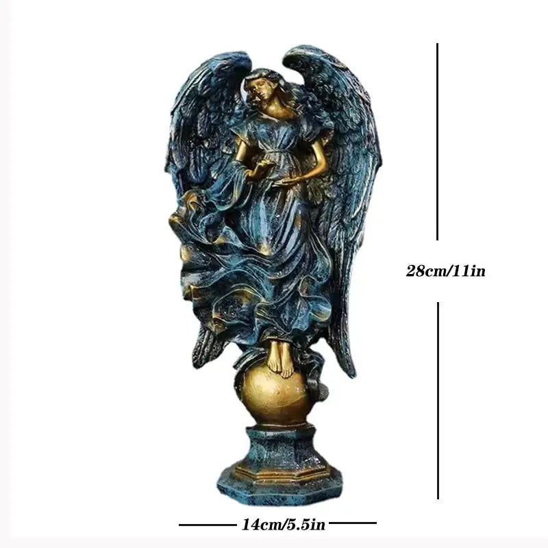 Teal & gold greek mythology prayer angel goddess statue study decor