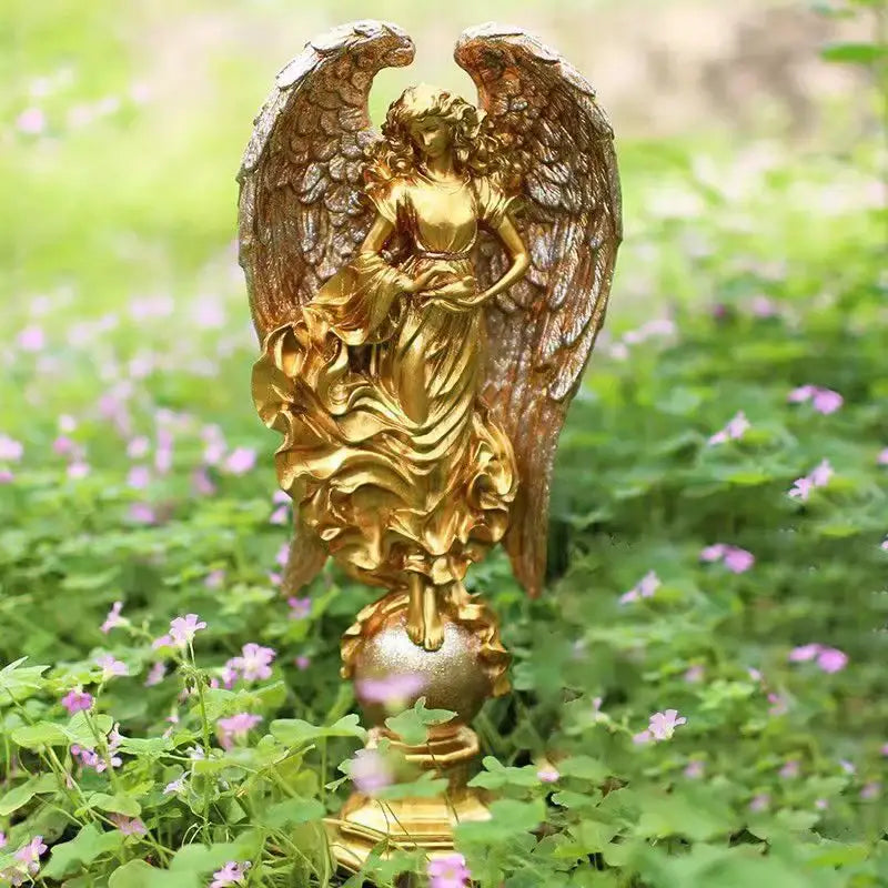 Teal & gold greek mythology prayer angel goddess statue study decor