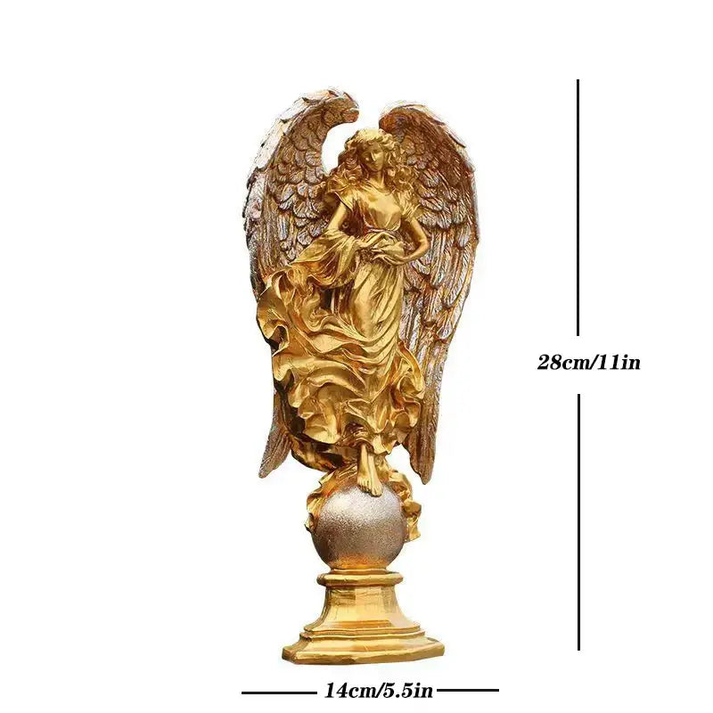 Teal & gold greek mythology prayer angel goddess statue study decor