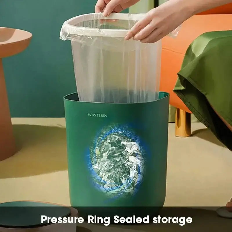 Teal & gold smart sensor luxury trash can kitchen dual compartment