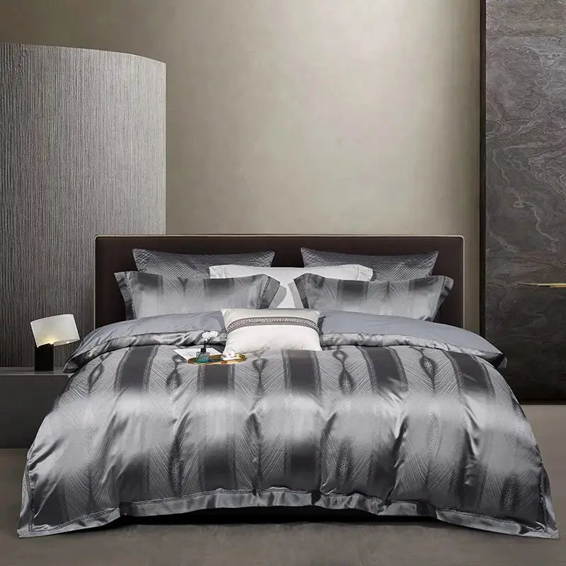 Teal & silver geometric 1000tc egyptian cotton bedding set bedroom