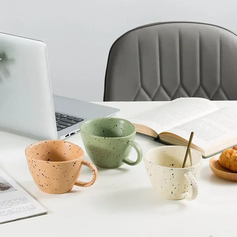 Terracotta speckled creative ceramic espresso cup set dining room