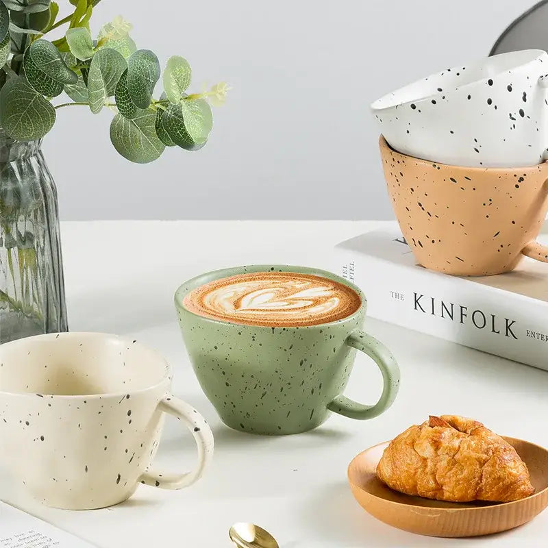 Terracotta speckled creative ceramic espresso cup set dining room