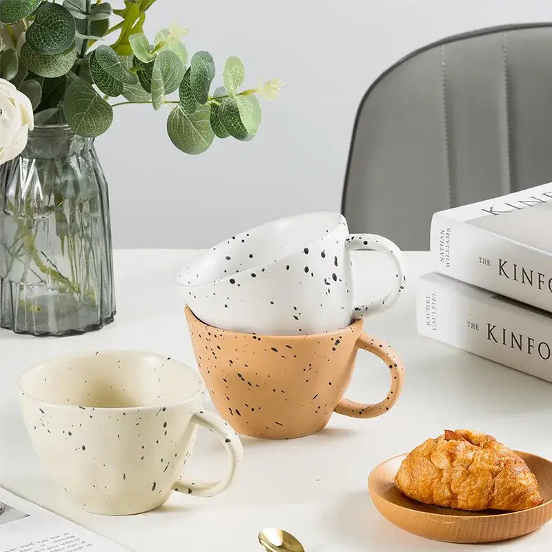 Terracotta speckled creative ceramic espresso cup set dining room
