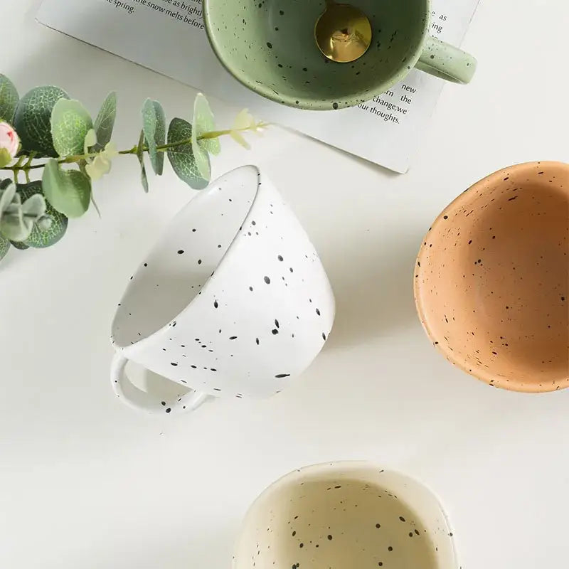 Terracotta speckled creative ceramic espresso cup set dining room