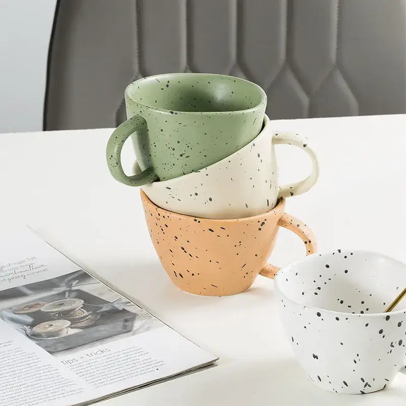 Terracotta speckled creative ceramic espresso cup set dining room