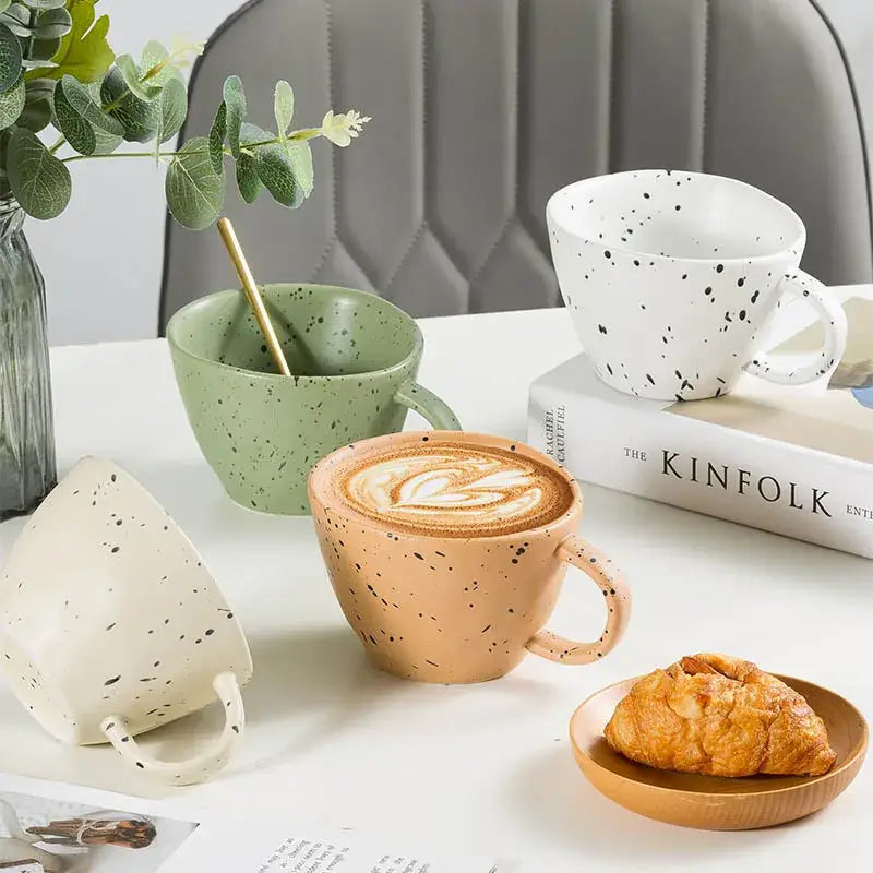 Terracotta speckled creative ceramic espresso cup set dining room