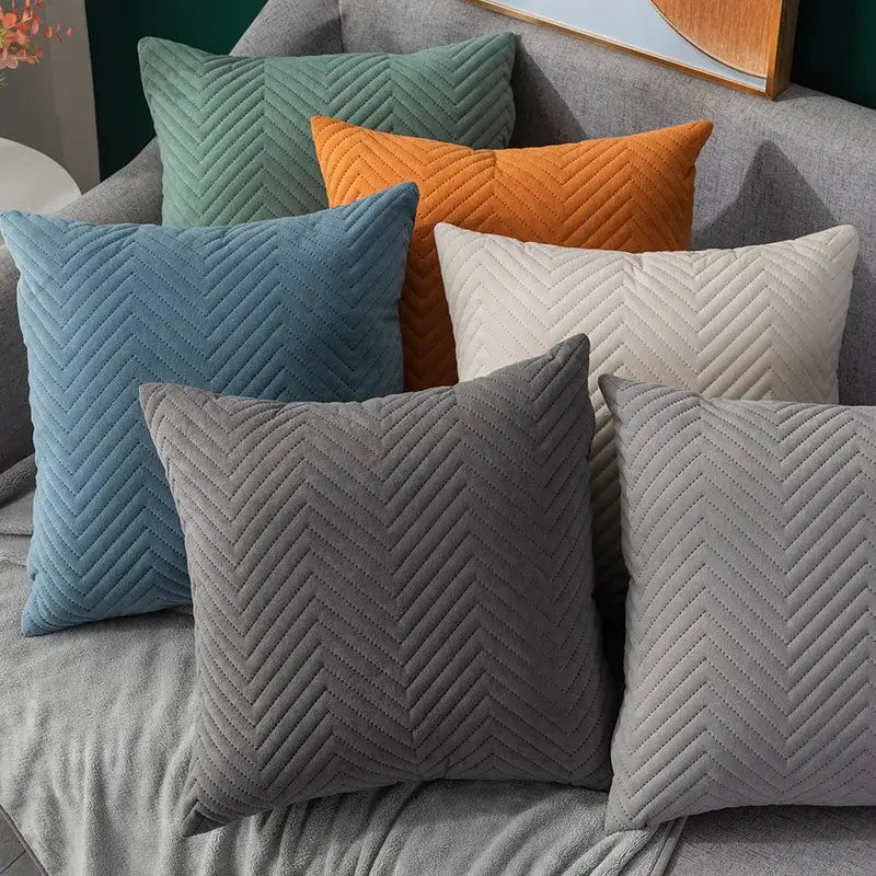 Textured chevron teal and blue cushion cover set living room decor
