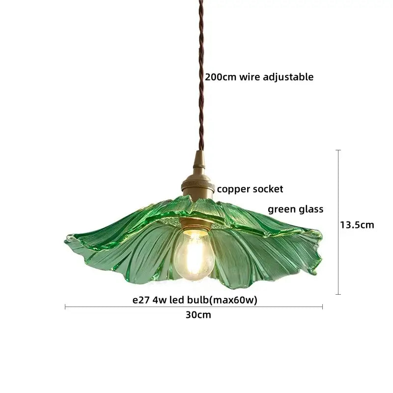 Textured clear glass led pendant light brass kitchen fixture