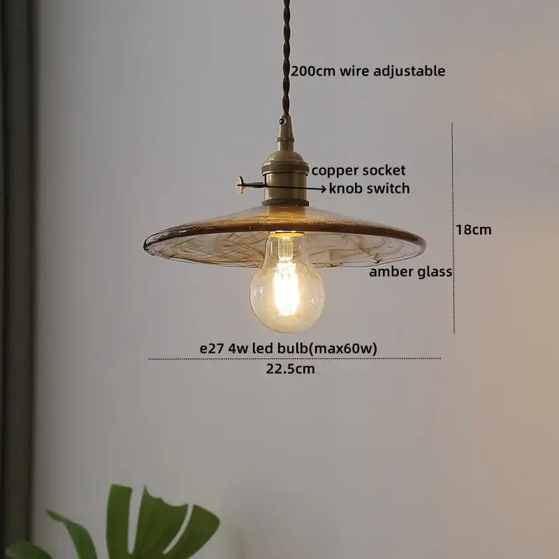 Textured clear glass led pendant light brass kitchen fixture