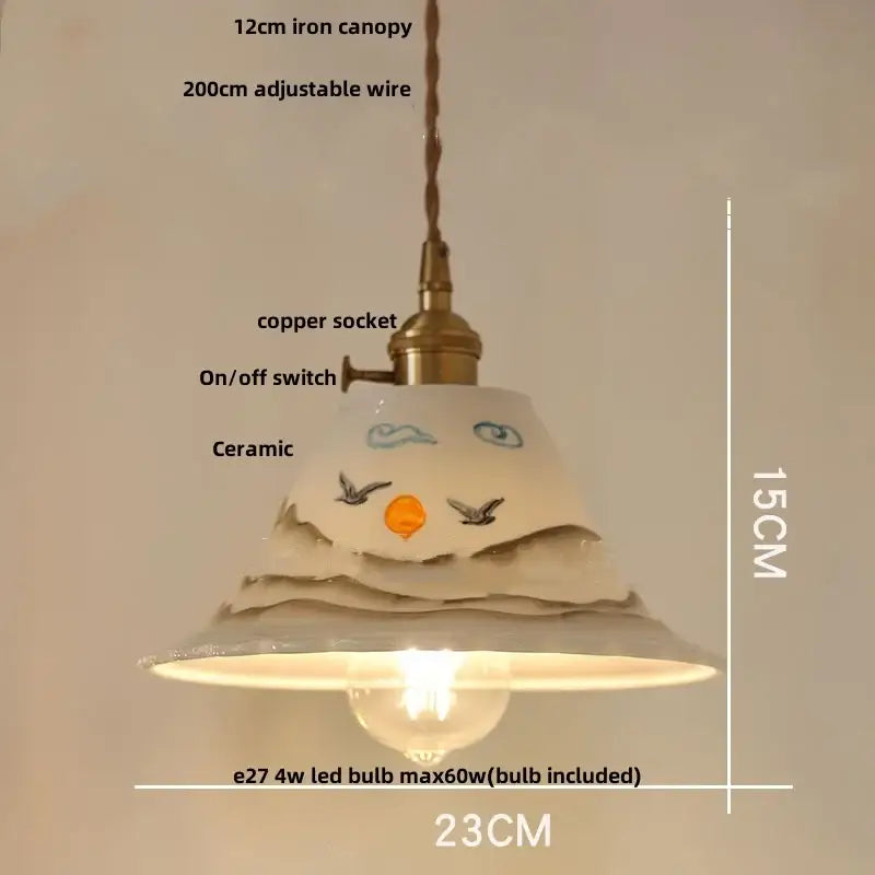 Textured frosted clear glass led pendant light kitchen hanging lamp