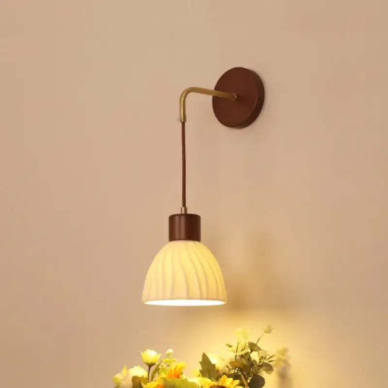 Textured glass and wood adjustable led wall light bedroom sconce