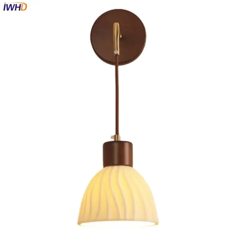 Textured glass and wood adjustable led wall light bedroom sconce