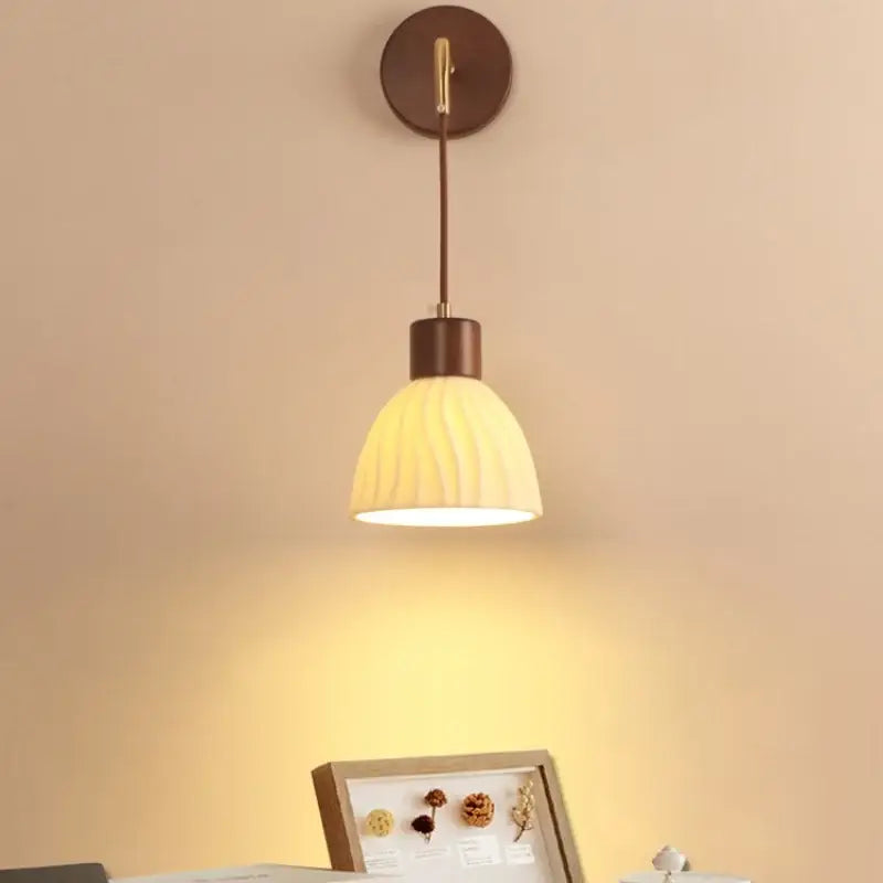 Textured glass and wood adjustable led wall light bedroom sconce