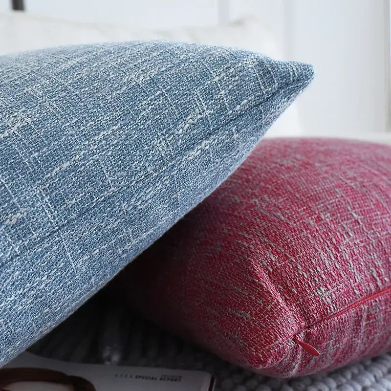 Textured linen cotton throw pillowcase for living room decor