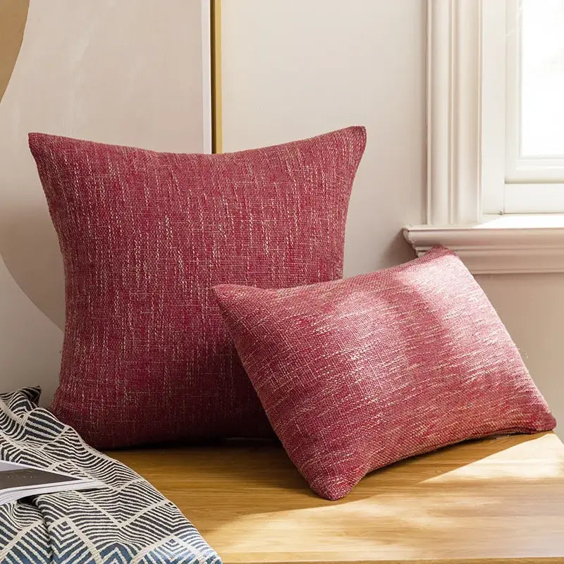 Textured linen cotton throw pillowcase for living room decor