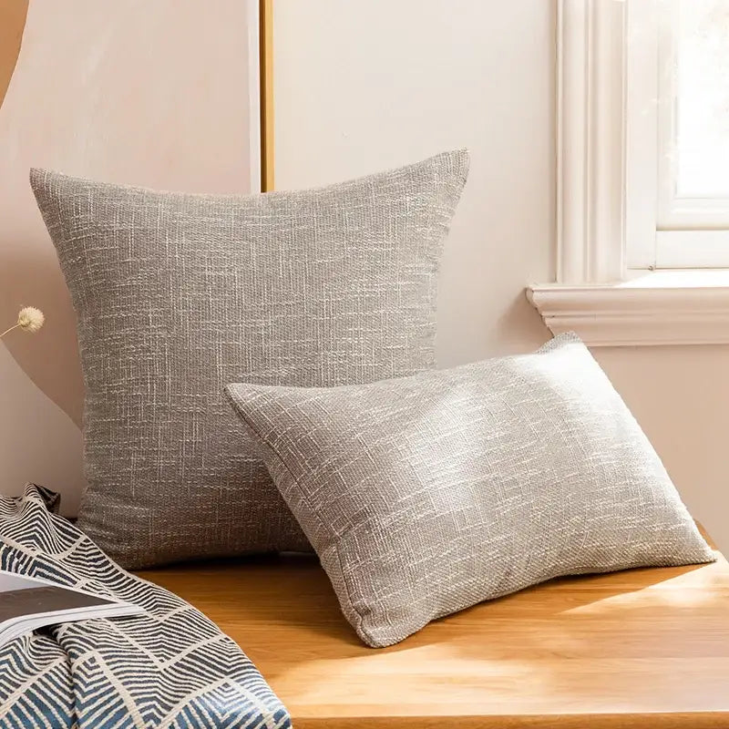 Textured linen cotton throw pillowcase for living room decor