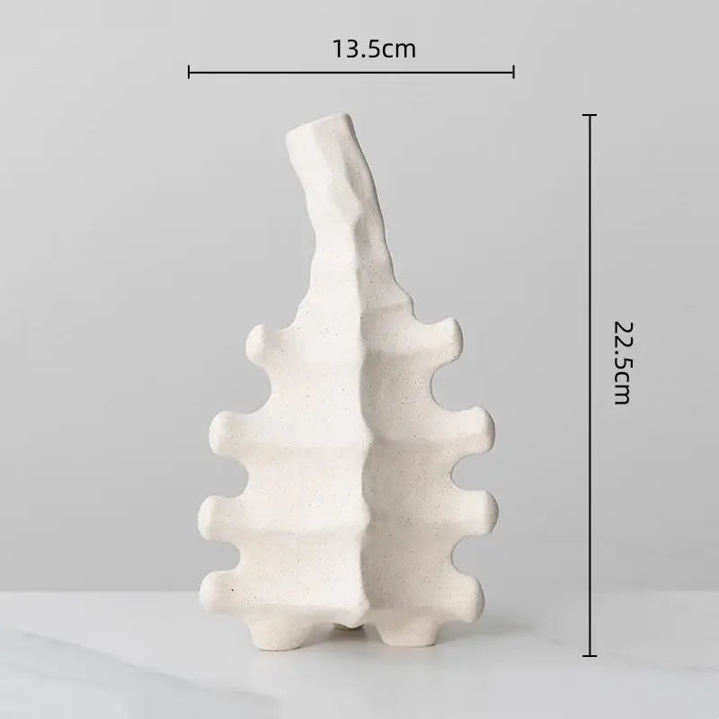 Textured white geometric decorbites ceramic vase living room decor