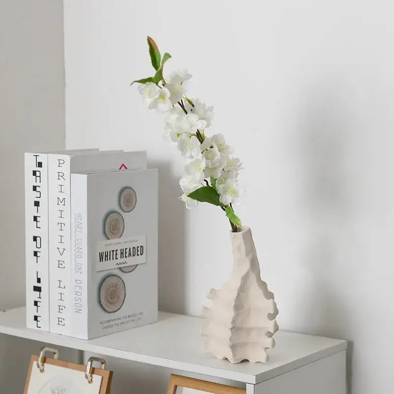 Textured white geometric decorbites ceramic vase living room decor