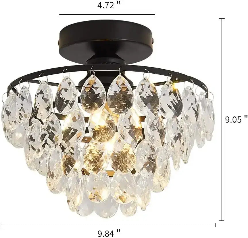 Tiered gold crystal led chandelier dining room ceiling lamp