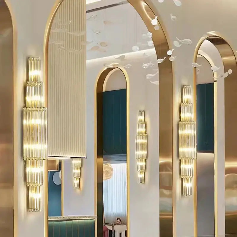 Tiered golden decorbites clear glass wall lamp dining room sconce