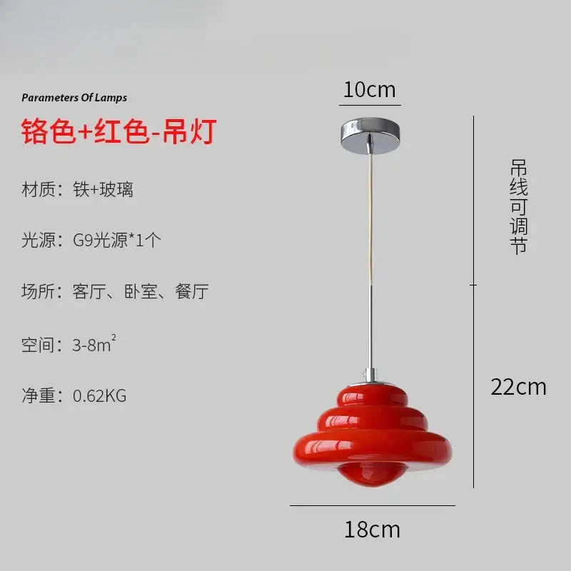 Tiered orange decorbites cream glass pendant lights for kitchen