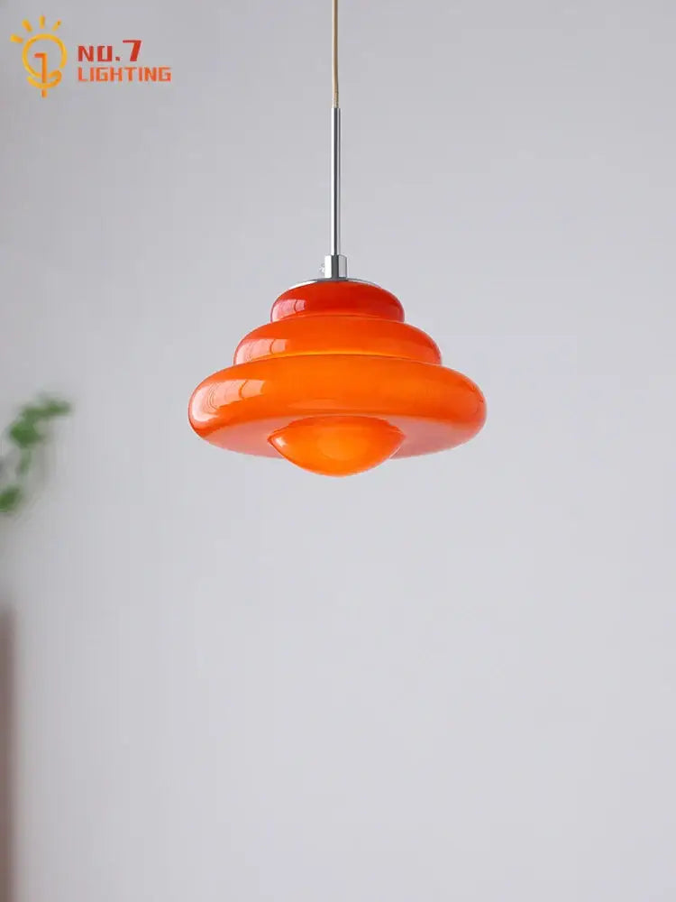 Tiered orange decorbites cream glass pendant lights for kitchen