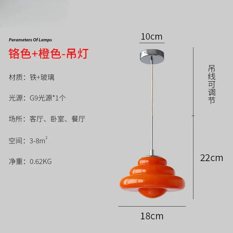 Tiered orange decorbites cream glass pendant lights for kitchen