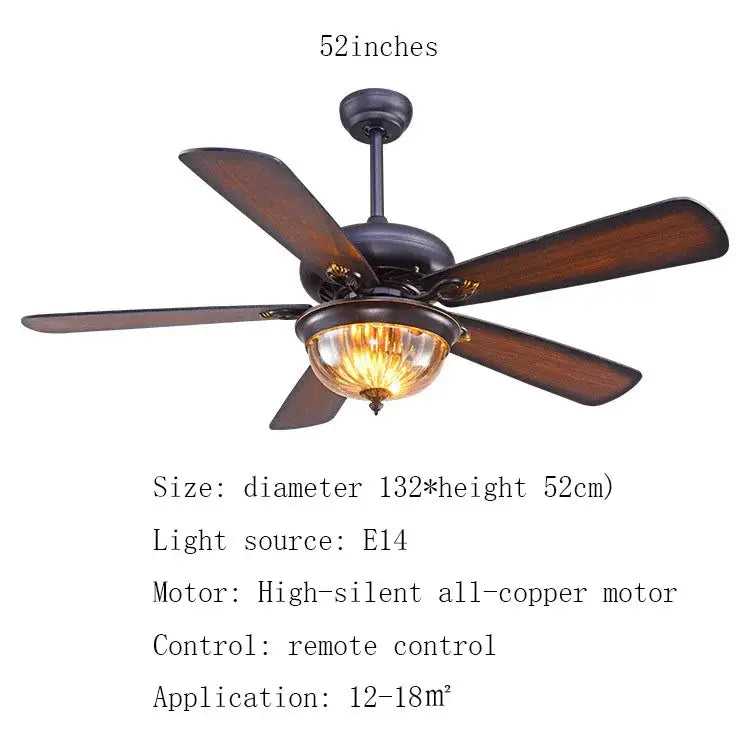 Tiffany stained glass brown wood ceiling fan light living room