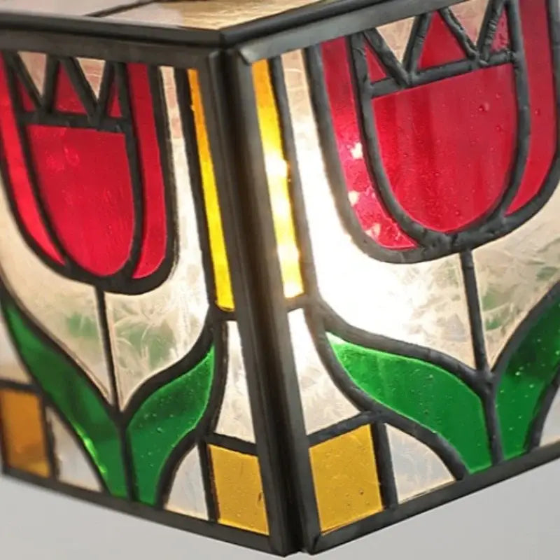 Tiffany style colorful square glass wall lights bedroom sconce