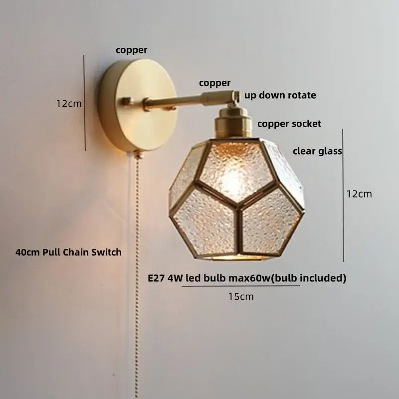 Tiffany style colorful square glass wall lights bedroom sconce