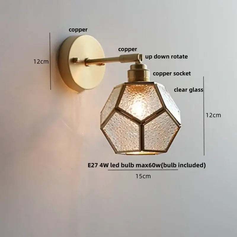 Tiffany style colorful square glass wall lights bedroom sconce