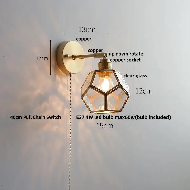 Tiffany tulip colorful square glass wall lights bedroom sconce