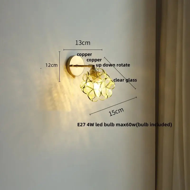 Tiffany tulip colorful square glass wall lights bedroom sconce