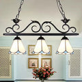 Tiffany white & blue floral island chandelier light dining room