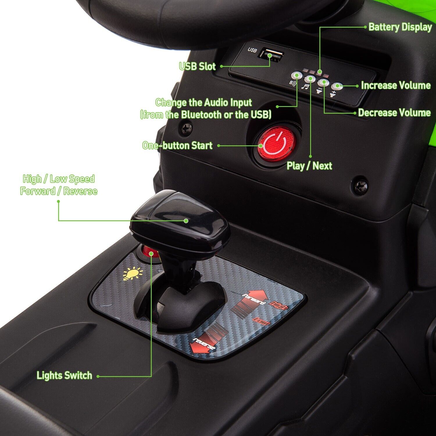 TOBBI 12V Battery-Powered Tractor Ride-On with Trailer for Kids - Electric Vehicle Fun!