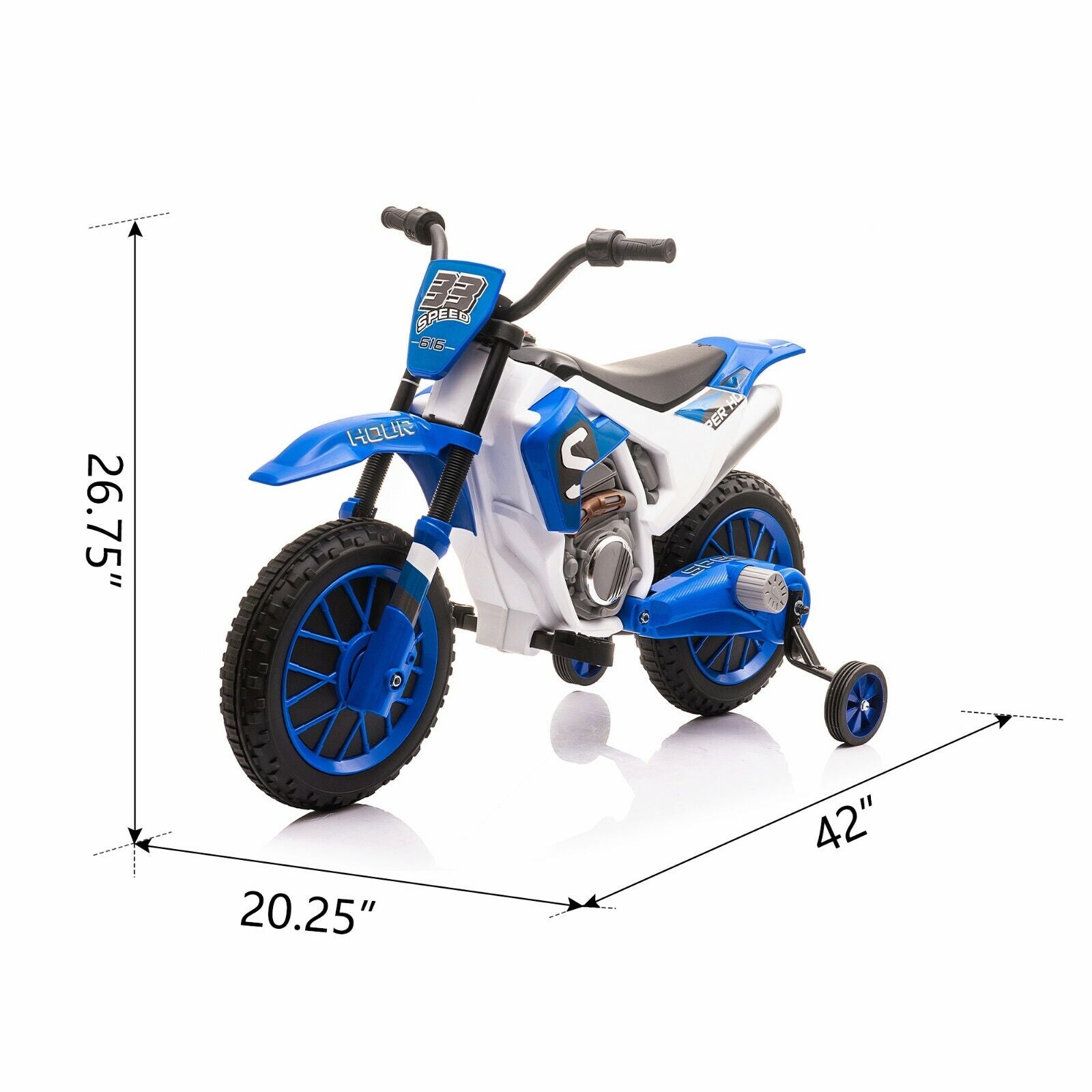 Electric Dirt Bike for Kids with Training Wheels - 12V Off-Road Ride-On Toy