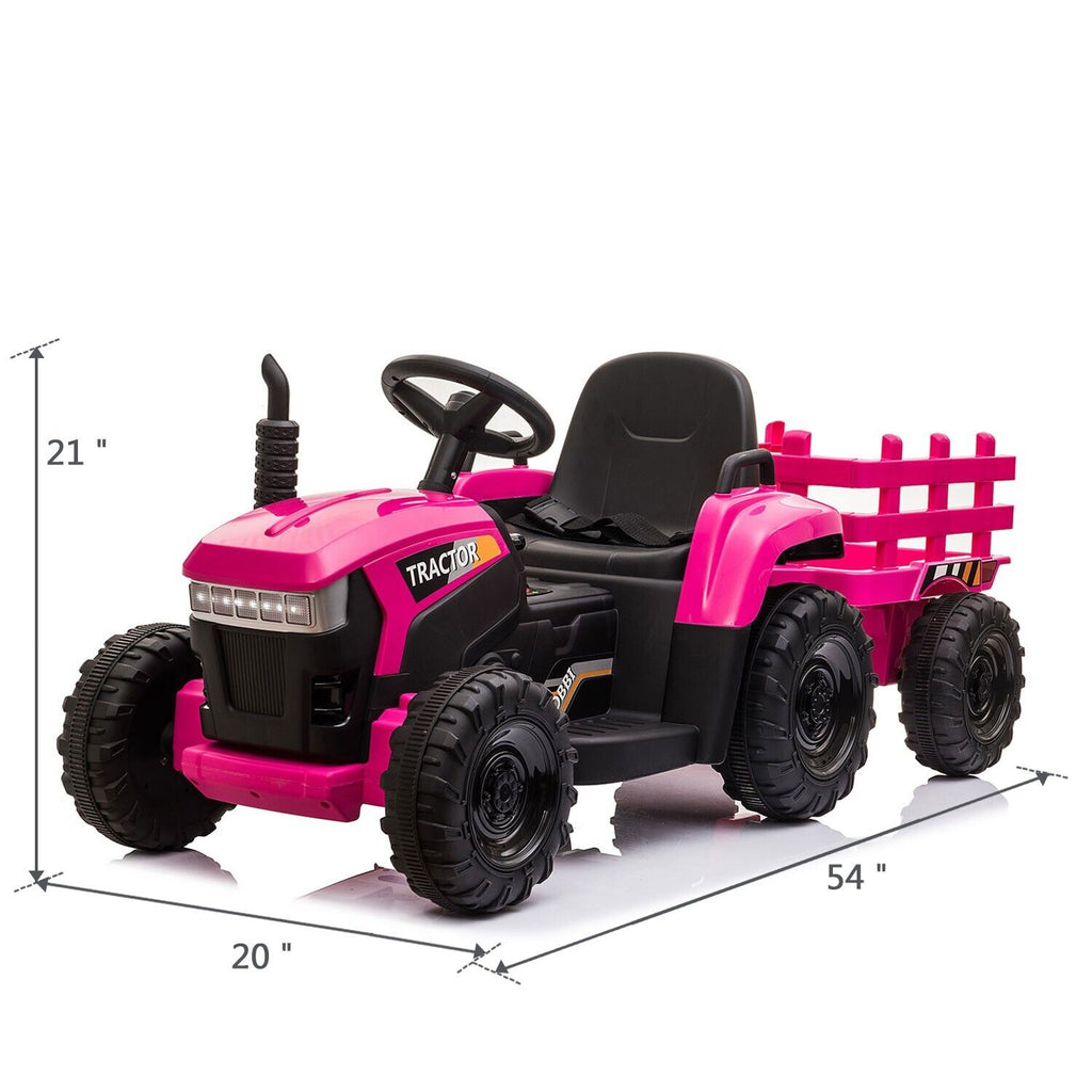 TOBBI 12V Electric Kids Tractor with Trailer - Battery Powered Ride-On Toy for Children