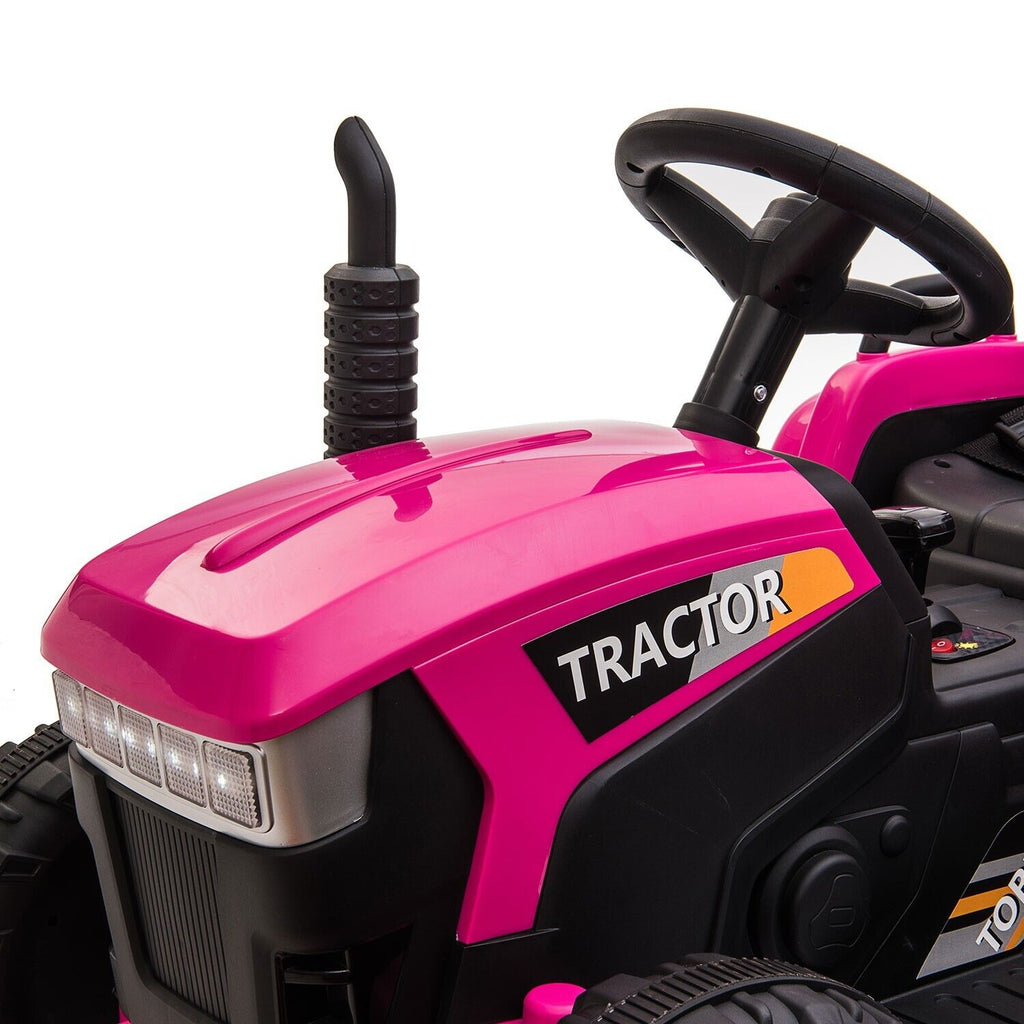 TOBBI 12V Electric Kids Tractor with Trailer - Battery Powered Ride-On Toy for Children