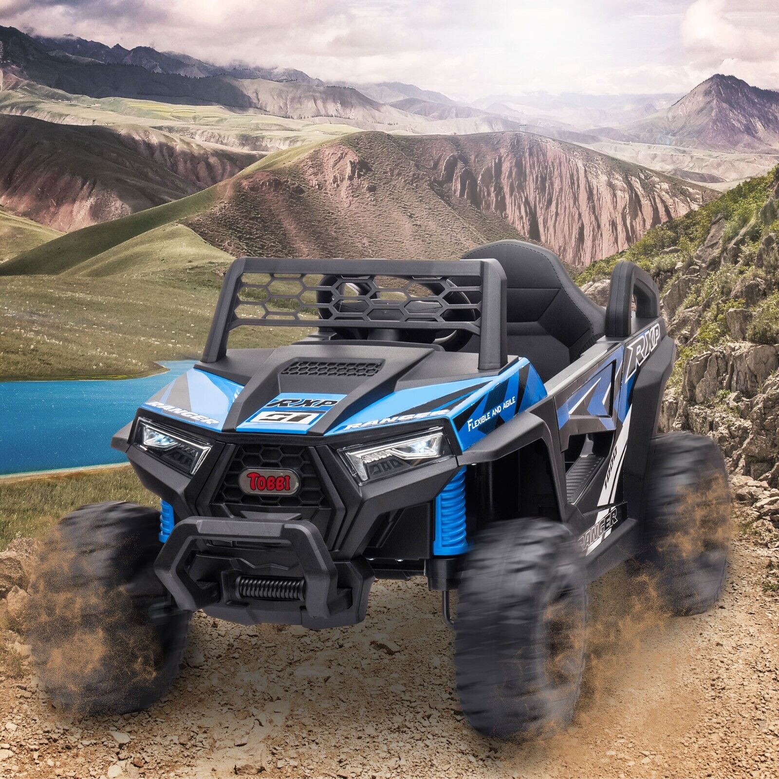 TOBBI 12V Electric Off-Road UTV for Kids - Battery Powered Ride-On Buggy