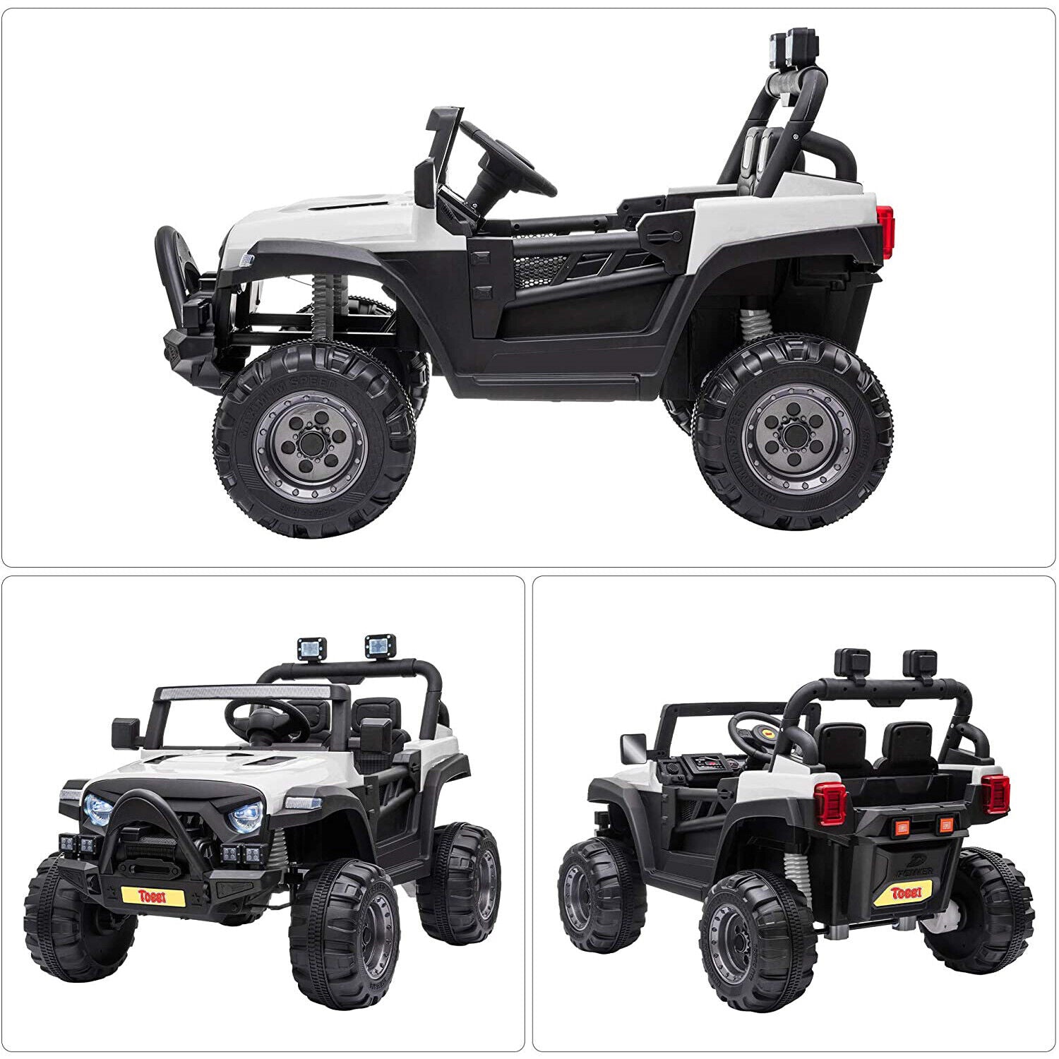 TOBBI 12V Electric Remote Control Kids Ride-On Truck in White