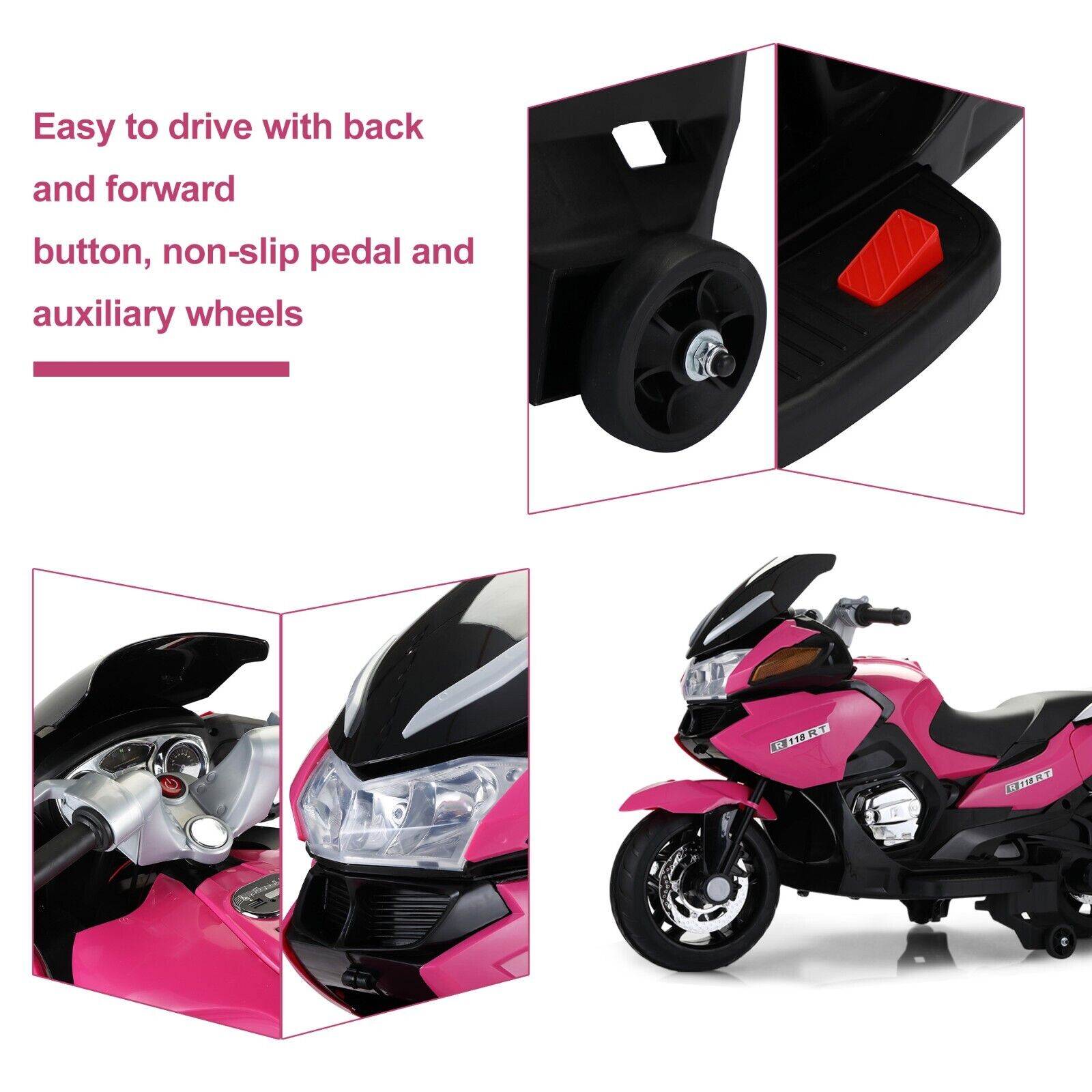 TOBBI 12V Electric Motorcycle Toy for Kids with Training Wheels - Battery Powered Ride-On Fun!