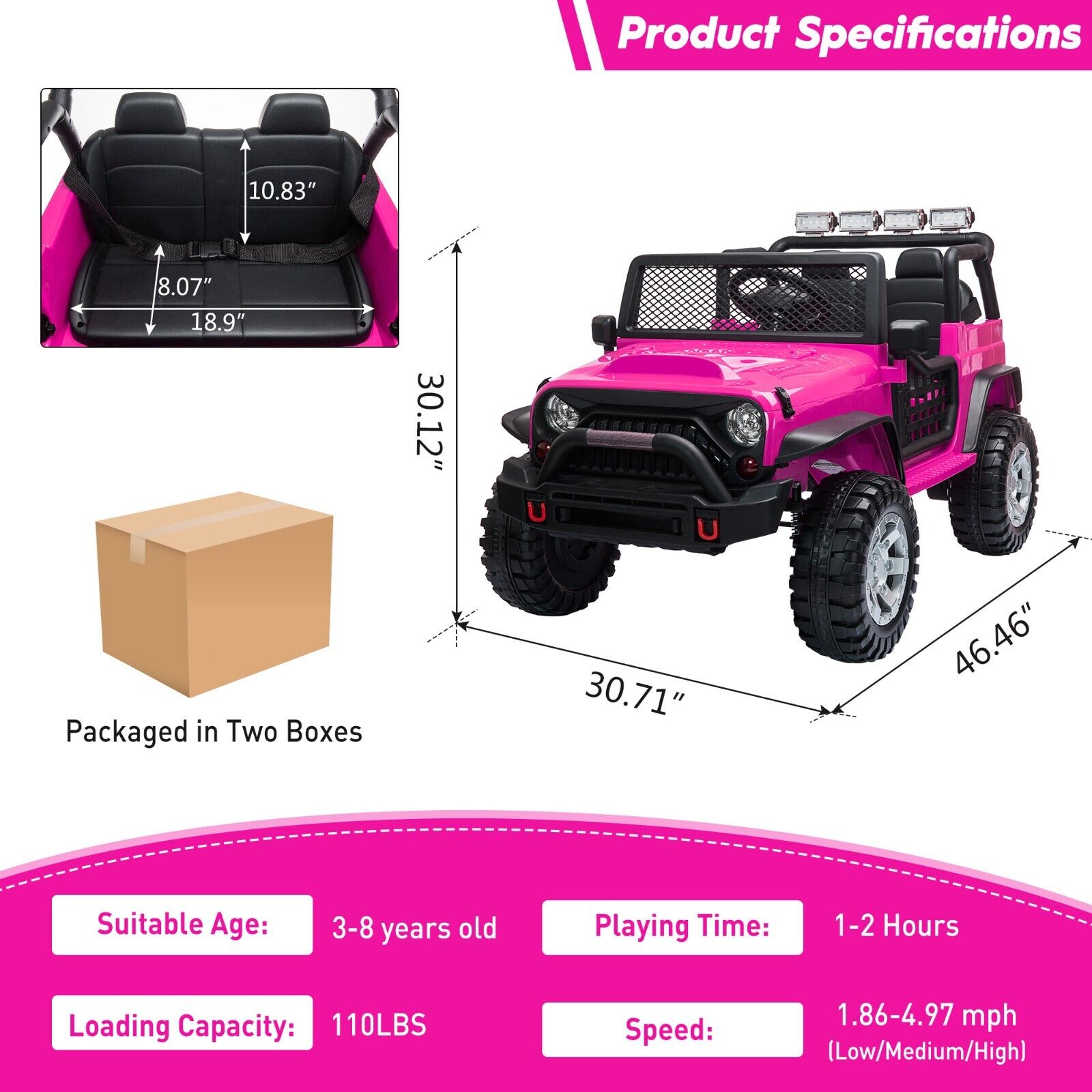TOBBI 12V Electric Ride-On Truck for Kids with Remote Control