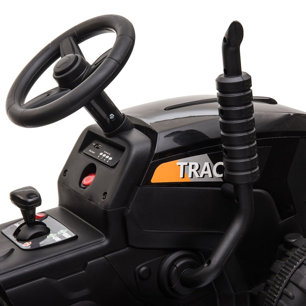 TOBBI 12V Electric Tractor Ride-On Car with Trailer for Kids - Battery Powered Toy Vehicle