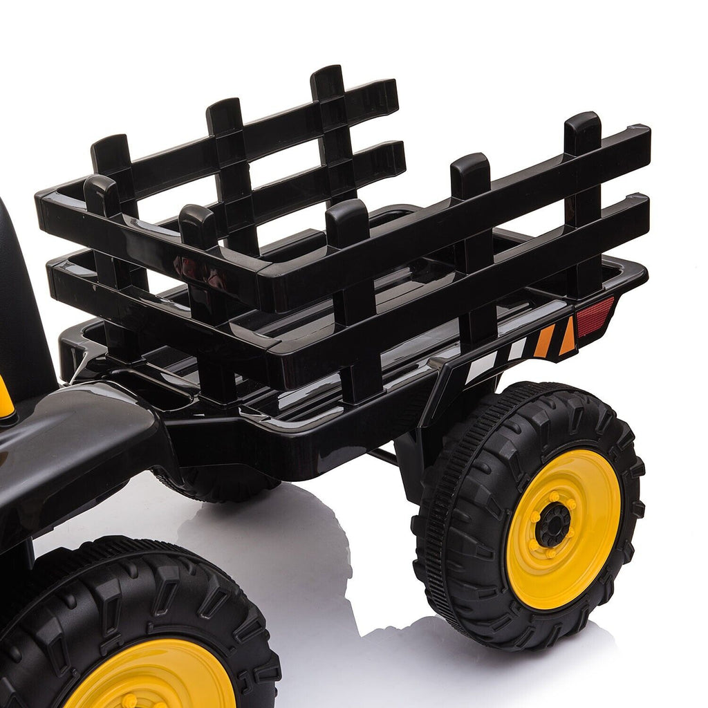 TOBBI 12V Electric Tractor Ride-On Toy with Trailer for Kids - Battery Powered Vehicle